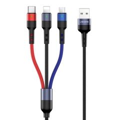 Дата кабель Usams US-SJ410 U26 3in1 USB to Combo 2A (0.35m) Черный