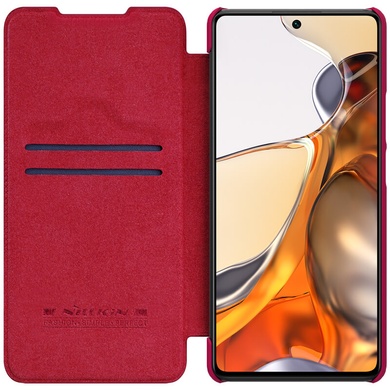Шкіряний чохол (книжка) Nillkin Qin Series для Xiaomi 11T / 11T Pro, Червоний
