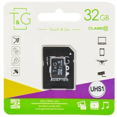 Карта пам'яті T&G microSDHC (UHS-1) 32 GB class 10 (з адаптером), Чорний