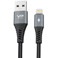 Дата кабель Veron NL09 Nylon USB to Lightning 2.4A (0.25m) Black