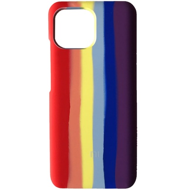 Чехол Silicone Cover Full Rainbow для Xiaomi Mi 11 Lite Красный / Фиолетовый