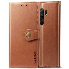 Кожаный чехол книжка GETMAN Gallant (PU) для Xiaomi Redmi 9 Коричневый