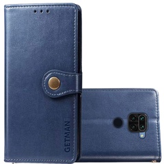 Кожаный чехол книжка GETMAN Gallant (PU) для Xiaomi Redmi Note 9 / Redmi 10X Синий