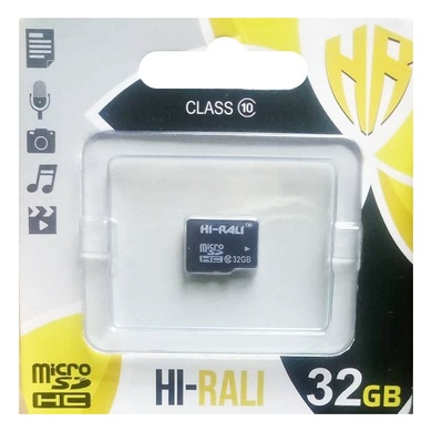 Карта пам'яті Hi-Rali microSDXC (UHS-3) 32 GB Card Class 10 без адаптера, Чорний