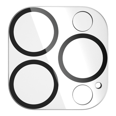 Захисне скло на камеру Full Block (в упак.) для Apple iPhone 15 Pro (6.1") / 15 Pro Max (6.7"), Прозрачный с черной окантовкой