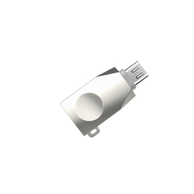 Переходник Hoco UA10 OTG USB to MicroUSB, Стальной
