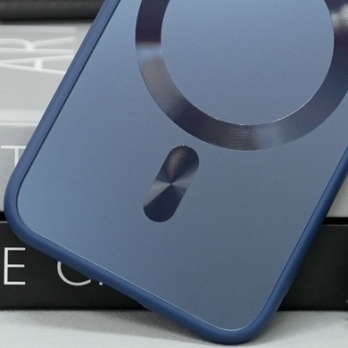 Чехол TPU+Glass Sapphire Midnight with MagSafe для Apple iPhone 14 (6.1") Синий / Deep navy