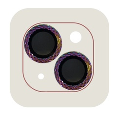 Захисне скло Metal Shine на камеру (в упак.) для Apple iPhone 15 (6.1") / 15 Plus (6.7"), Сиреневый / Rainbow