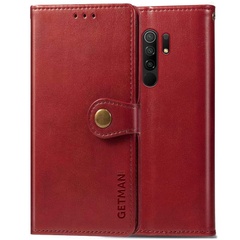 Кожаный чехол книжка GETMAN Gallant (PU) для Xiaomi Redmi 9 Красный