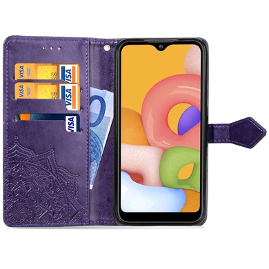 Шкіряний чохол (книжка) Art Case з візитницею для Samsung Galaxy A01, Фіолетовий
