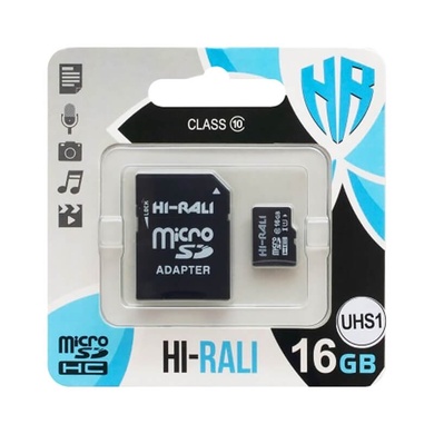 Карта пам'яті Hi-Rali microSDHC (UHS-1) 16 GB class 10 (з адаптером)