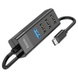 Перехідник Hoco HB25 Easy mix 4in1 (Type-C to USB3.0+USB2.0*3), Чорний