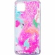 TPU чохол з переливаючими блискітками для Huawei Y5p, Фламинго в цветах