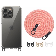 Чехол TPU Transparent with Straps для Apple iPhone 14 Pro (6.1") Red / White