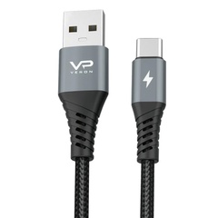 Дата кабель Veron NC09 Nylon USB to Type-C 3A (0.25m) Black