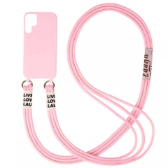 Чехол Cord case c длинным цветным ремешком для Samsung Galaxy S22 Ultra Розовый / Light pink