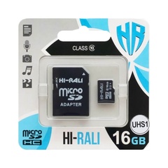 Карта памяти Hi-Rali microSDHC (UHS-1) 16 GB class 10 (с адаптером) Черный