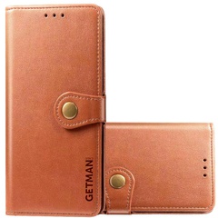 Кожаный чехол книжка GETMAN Gallant (PU) для Xiaomi Redmi Note 10 Pro / 10 Pro Max Коричневый