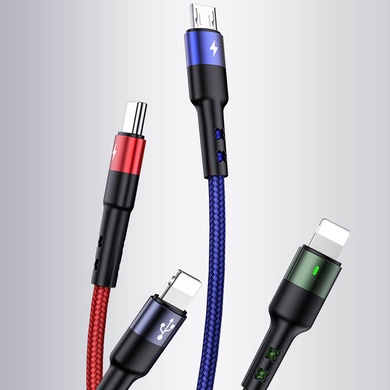 Дата кабель Usams US-SJ411 U26 4in1 USB to Combo 2A (0.35m), Чорний