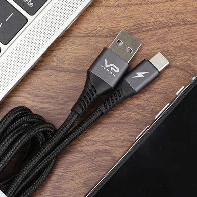 Дата кабель Veron NC09 Nylon USB to Type-C 3A (0.25m), Black