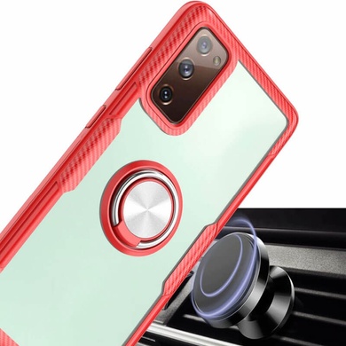 TPU+PC чехол Deen CrystalRing for Magnet (opp) для Samsung Galaxy Note 20 Бесцветный / Красный