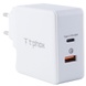 СЗУ PD адаптер T-phox (48W: PD 30W + USB QuickCharge QC 3.0 18W) Белый