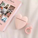 Силіконовий футляр Lucky Heart series для навушників AirPods 1/2 + кільце, Рожевий